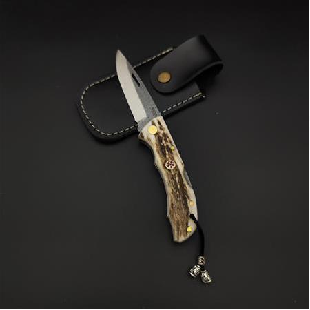 El yapımı orijinal geyik boynuzu kabze N690 çelik kamp çakısı