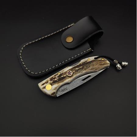 El yapımı orijinal geyik boynuzu kabze N690 çelik kamp çakısı