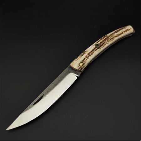 El yapımı orijinal geyik boynuzuu kabze N690 çelik kamp çakısı