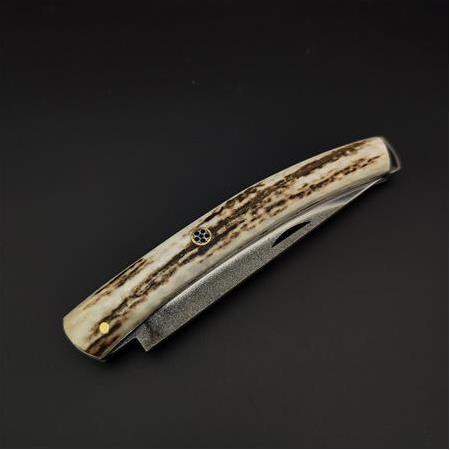 El yapımı orijinal geyik boynuzuu kabze N690 çelik kamp çakısı