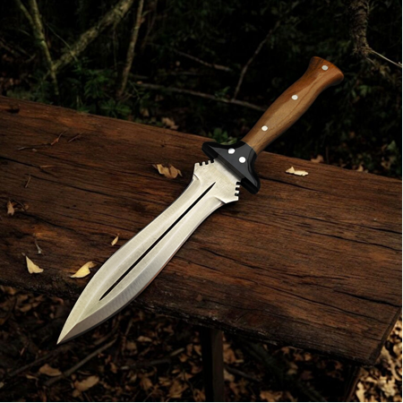 El yapımı çift taraflı ceviz ağacı kabze kamp bıçağı