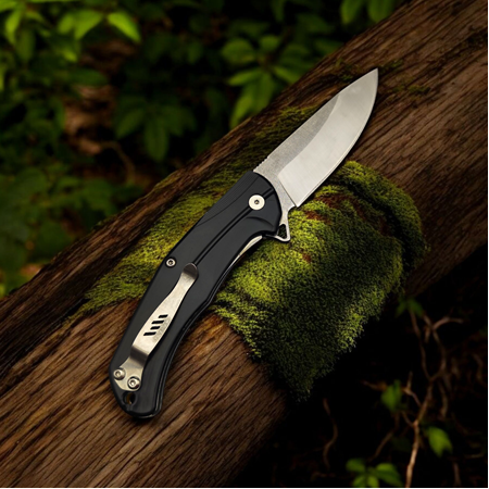 El yapımı abs kırılmaz kabze kemer klipsli siyah çakı