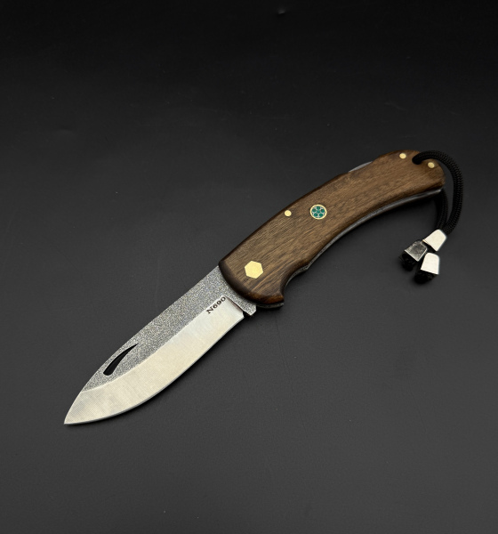 n 690 Çelik ceviz ağacı kabze sırttan kilitlemeli mozaik pimli kamp çakısı