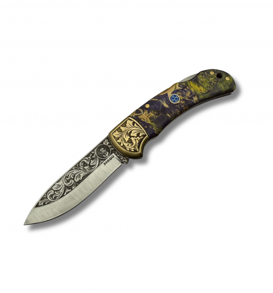 stabilize kabze N 690 çelik gravür işlemeli kamp çakısı