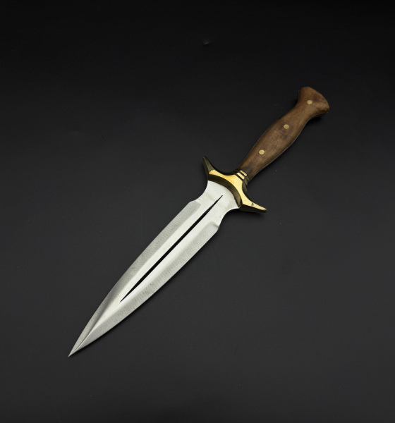 pirinç balçak ceviz ağacı kabze 41/16 Çelik çift ağızlı kama