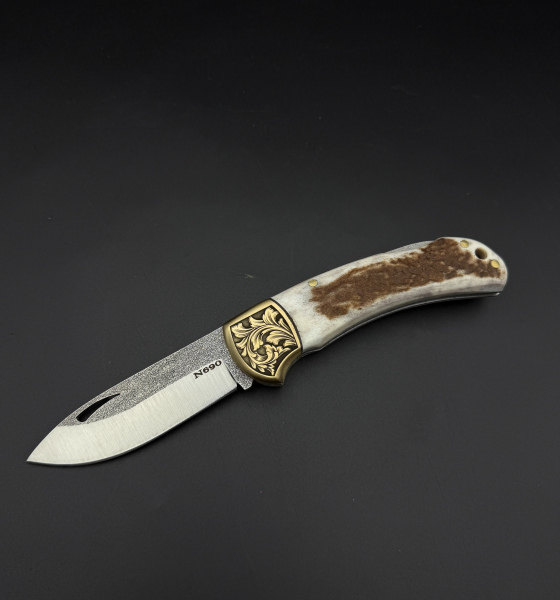  orijinal geyik boynuzu kabze n690 Çelik pirinç balçak gravür işlemeli özel üretim çakı